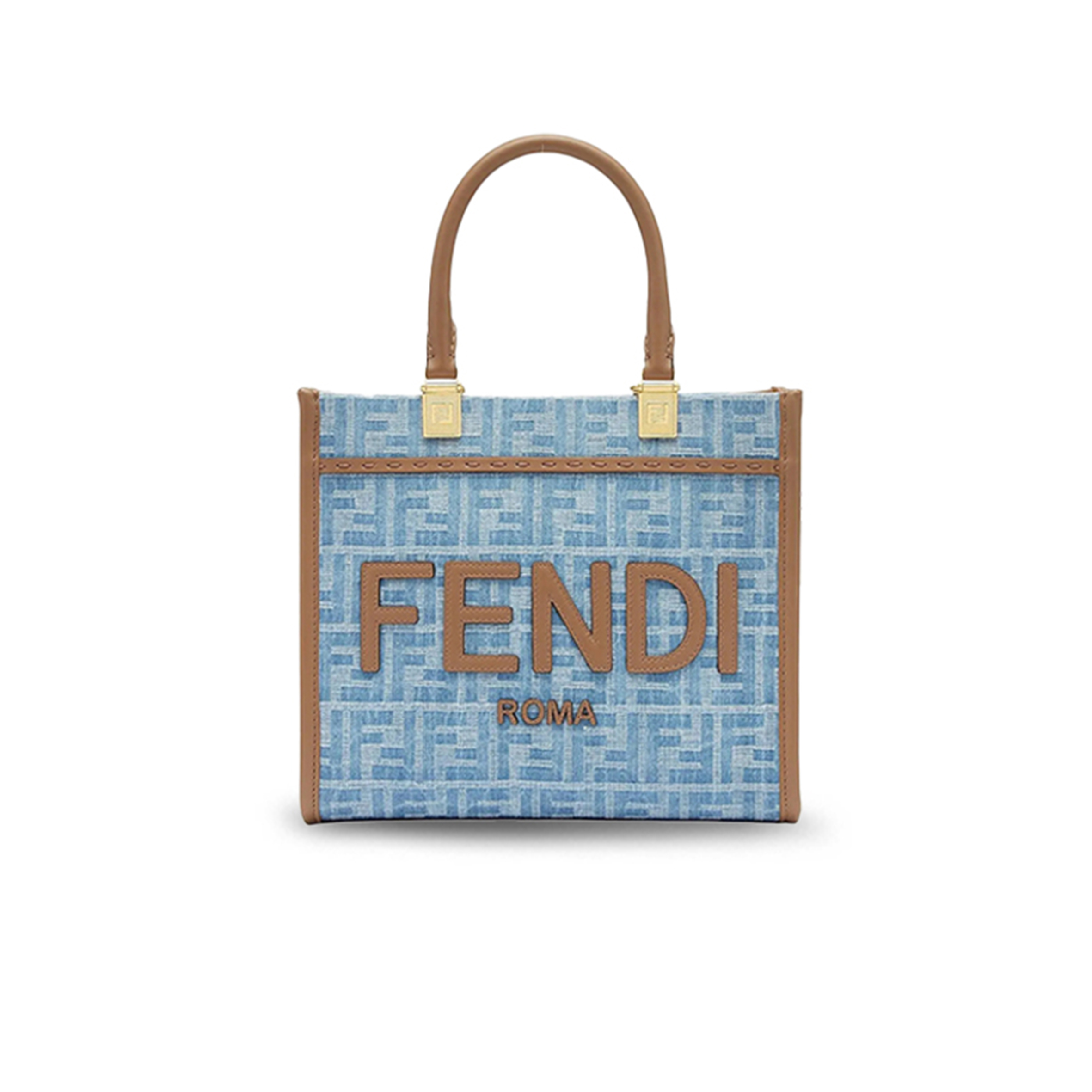 FENDI SUNSHINE SMALL JEANS LIGHT BLUE 8BH394AS3FF1PLM (25.5*22.5*12cm)